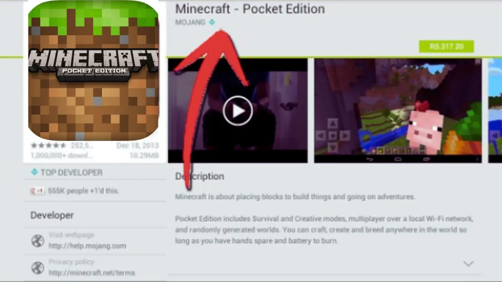 Search Minecraft In play Store by (Mojang)